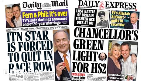 Newspaper Headlines Itv Anchor Quits And Hs2 To Get Green Light
