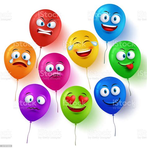Vector Balloon Faces Colorful Set With Facial Expressions And Emotions