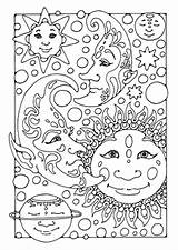 Coloring Moon Sun Celestial Stars Pages Bodies Therapy Color Stress Anti sketch template