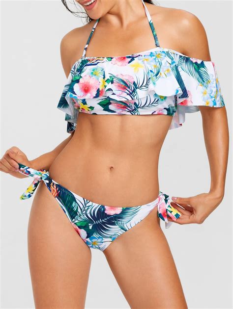 [41 Off] 2021 Flower Pattern Flounce Bikini Swimwear In Colormix