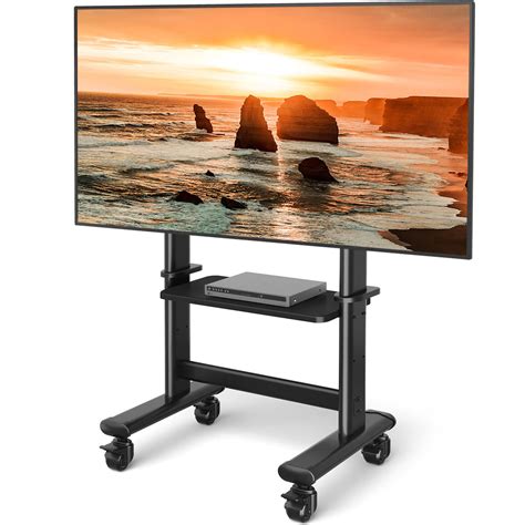 mobile tv cart rolling tv stand  wheels     lcd led flat curved screens