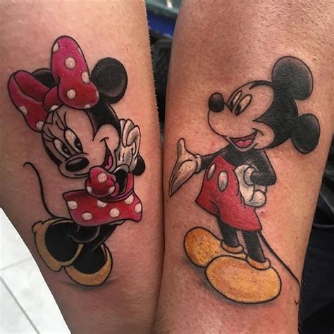 Outline Mickey And Minnie Tattoos