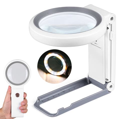 Buy 30x 10x Magnifying Glass With Light And Stand Folding Handheld