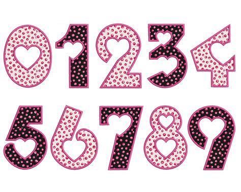 applique hearts numbers machine applique embroidery etsy