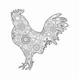 Rooster Stylized Zentangle Depositphotos sketch template