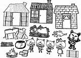 Pigs Little Three Coloring Pages Colouring Houses House Wecoloringpage Parts Story sketch template