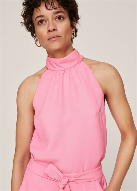 halterneck top sugar pink