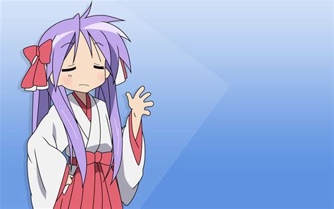 Blue Hiiragi Kagami Japanese Clothes Lucky Star Miko