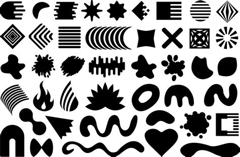vector geometric shapes set collection  black flat design elements