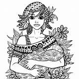 Coloring Pages Mother Baby Child Mom Doodle Adult Motherhood Zentangle Breastfeeding Line Colouring Series Printable Pregnancy Colour Color Heart Mandala sketch template
