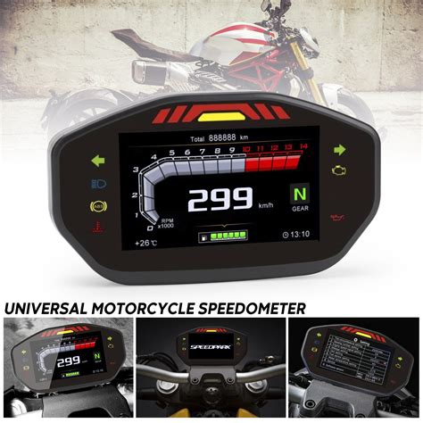 universal motorcycle lcd tft digital speedometer rpm  gear backlight motorcycle odometer