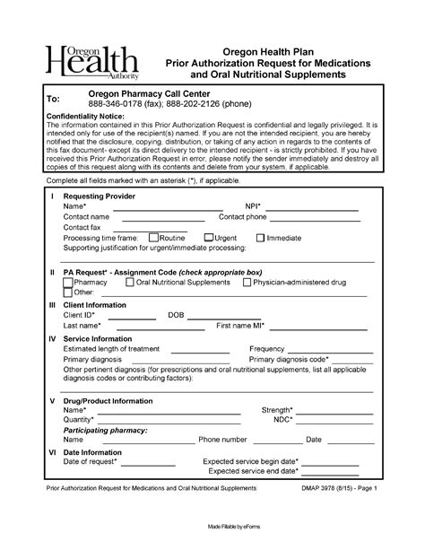 Free Oregon Medicaid Prior Authorization Form Pdf – Eforms