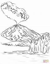 Coloring Volcano Pages Lassen Eruption Peak Printable Mountains Drawing sketch template