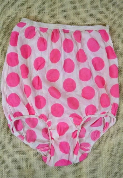 Vintage 60 S Rare Tricot Nylon Hot Pink Polka Dot Panties