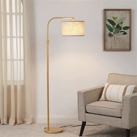 buy edishine modern arched floor lamp arc standing tall lamp  adjustable linen lampshade