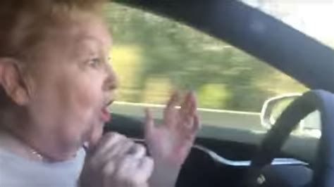 watch this 70 year old mom freak out during ride in self driving car