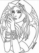 Coloring Pages Witch Adults Adult Blank People Books Colouring Cool Women Printable Beautiful Sheets Girls Drawing Book Disney Halloween Mandala sketch template