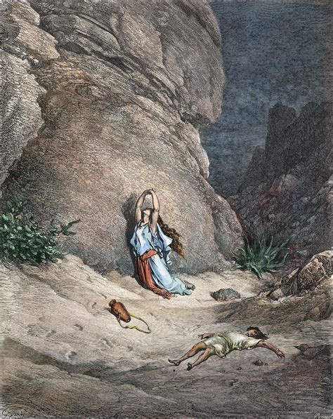 Hagar And Ishmael Painting By Gustave Dore