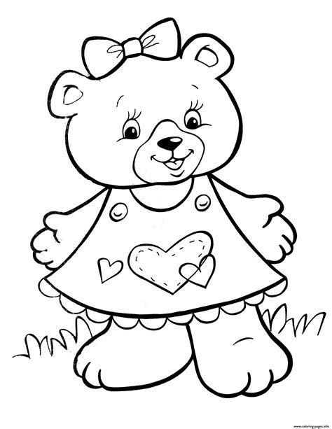 crayola lovely teddy bear girls coloring page printable