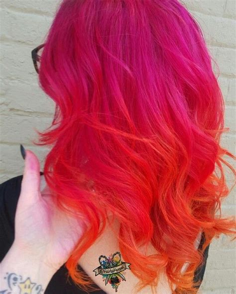 Pink Red Orange Hair Hair Styles Neon Hair Color Neon Hair