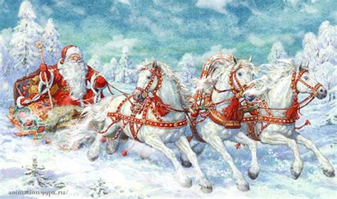 grandfather frost  snow maiden bring gifts   years eve