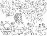 Coloring Apple Pages Worksheet Picking Tracing Apples Color Tree Girl Rocks sketch template