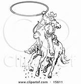 Cowboy Horse Lasso Riding Clipart Whirling Drawing Illustration Nortnik Andy Plow Illustrations Pulling Pasture Royalty Clipartof sketch template