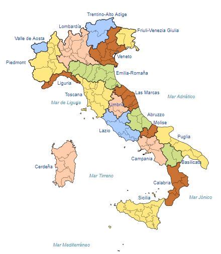 Mapa De Italia Actualizado【octubre 2020】• Regiones Y Ciudades