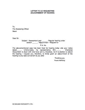 adjournment letter format  gst fill  printable fillable