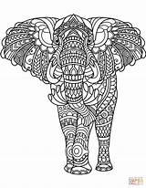 Coloring Zentangle Pages Elephant Printable sketch template