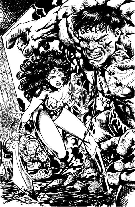 ww vs hulk inked comic art marvel comics superheroes