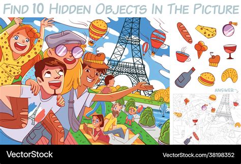 find  hidden objects  picture puzzle vector image