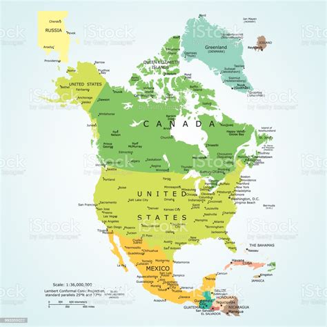 ilustración de mapa político de américa del norte y más vectores libres