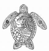 Coloring Turtles Schildkröte Hawaiian Zentangel Zentangle Dover Zeichnungen Aboriginal Ausmalen sketch template