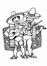 Coloring Mexican Musicians Pages Printable Large sketch template