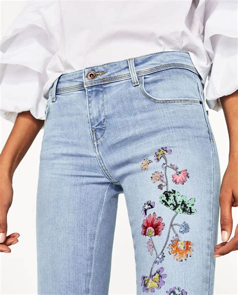 Jeans Tiro Medio Flores Ver Todo Jeans Mujer Zara México Diy Ropa