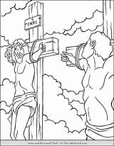 Coloring Thief Quaresma Thecatholickid Lent Catholic Crucifixion Cnt Colorironline sketch template