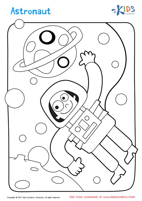 astronaut coloring page  printable worksheet  kids