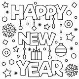 Coloring Pages Year Happy January Kids sketch template