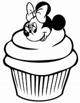 Minnie Coloring Mouse Cupcake Pages Birthday Printable Cute Cupcakes Drawing Kitty Hello Cartoon Clipart Line Color Draw Print Mickey Baby sketch template