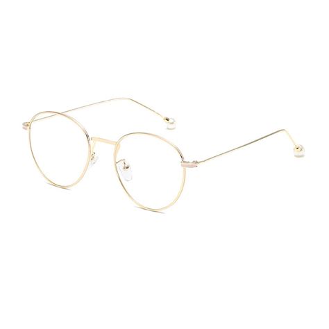 fashion women optical glasses gold metal frame round eyeglasses vintage
