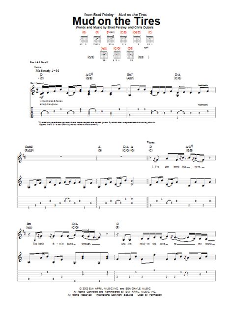 Mud On The Tires By Brad Paisley Guitar Tab Guitar Instructor