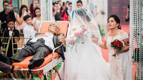 ailing filipino father still manages to walk his daughter down aisle