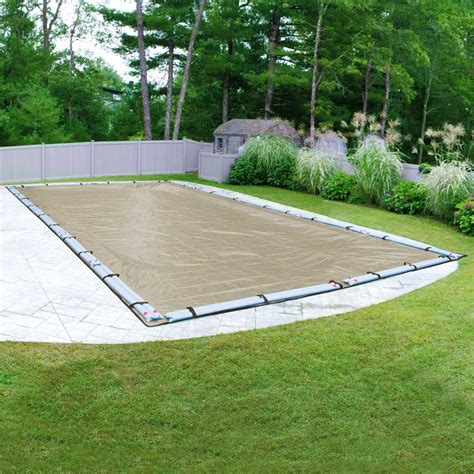 robelle premium  ft   ft pool size rectangular tan solid  ground winter pool cover