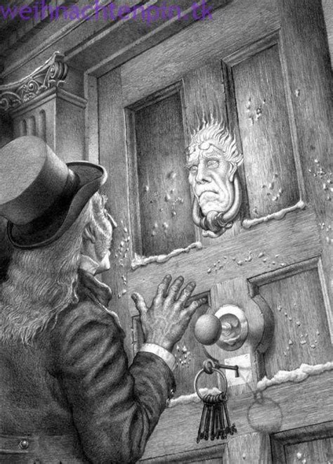 Scrooge Sieht Jacob Marleys Gesicht In Der Tür Ilustración Victoriana