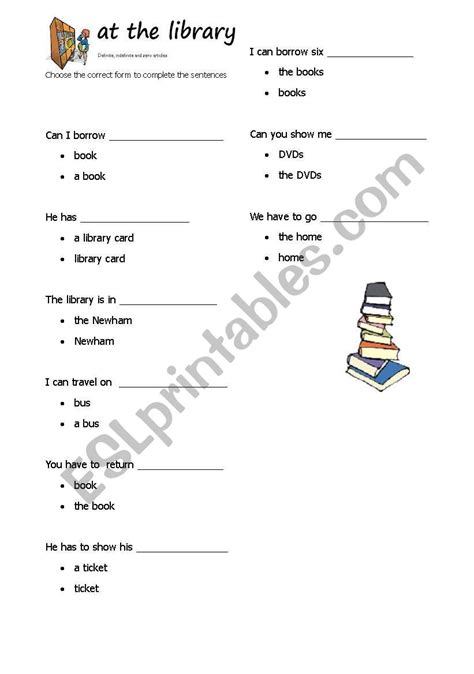 english worksheets   library