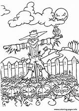 Halloween Coloring Scarecrow Pumpkin Scary Pages Printable Print Book Color Hellokids sketch template