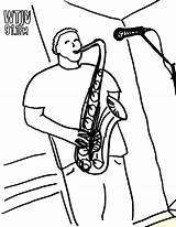 Saxophone Saxofon Tocando Saxophonist Imprimir sketch template