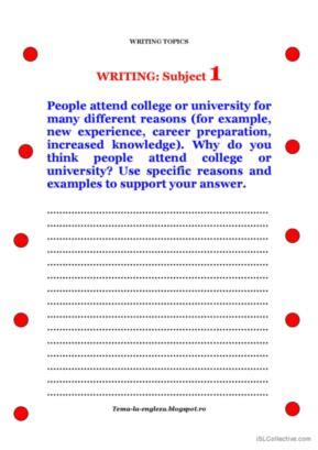 writing topics english esl worksheets