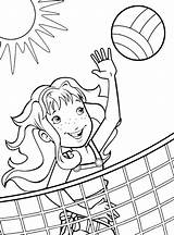 Volleyball Voleibol Hobbie Jugando Pallavolo Coloriage Niña Joue Blocking Trickfilmfiguren Comic Malvorlage Cartoni Letscolorit sketch template